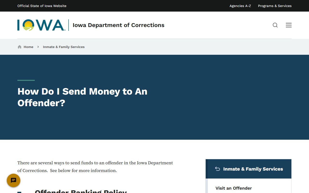 Iowa DOC Access Corrections deposit instructions